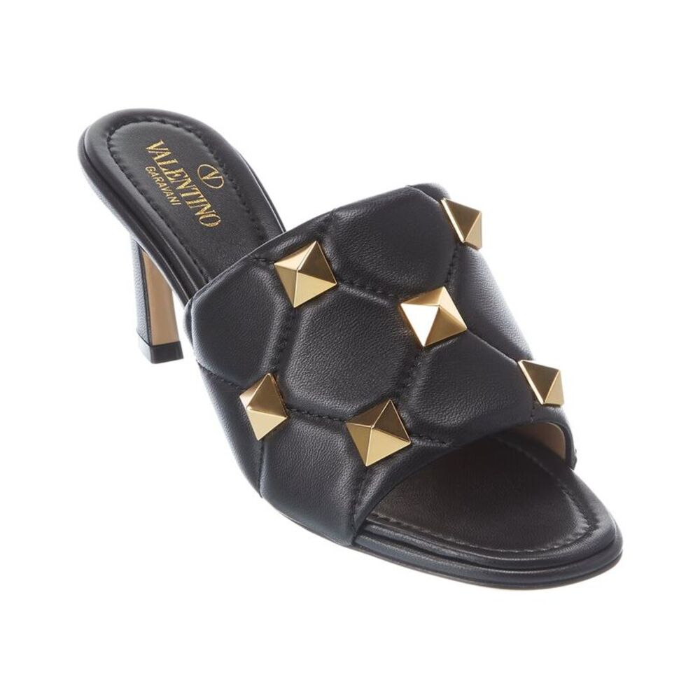 Valentino Roman Stud 65 Leather Sandal, Black